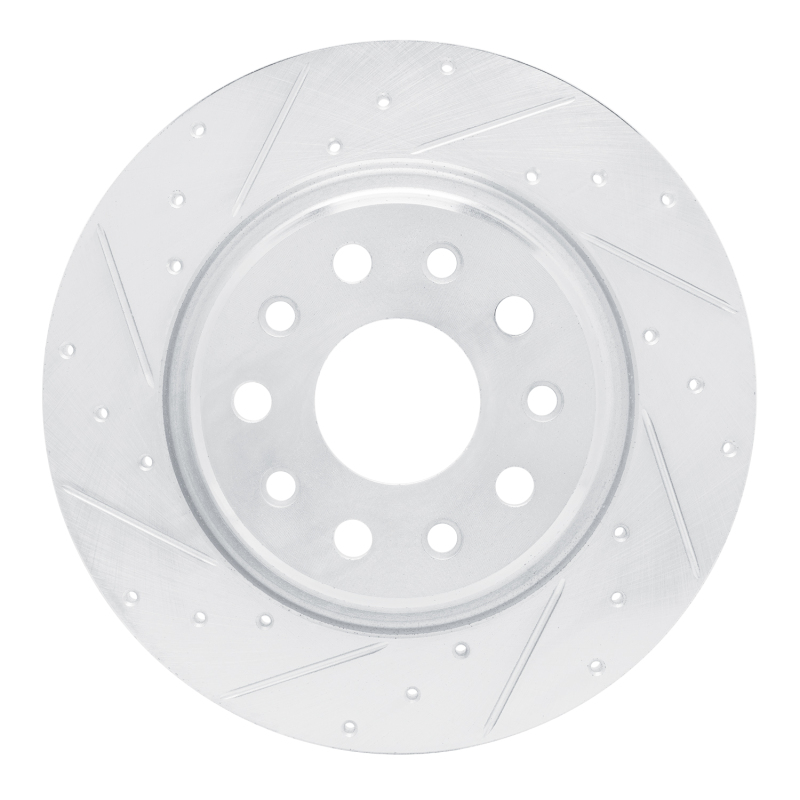 Jeep Grand Cherokee Brake Rotor (1) - Rear Left - R1 Concepts - Drilled & Slotted - Silver - `22-`25
